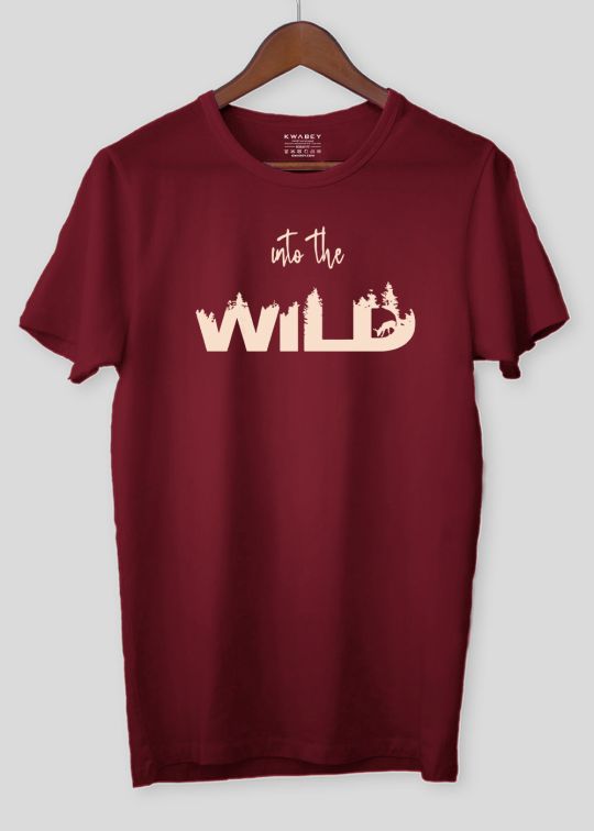 Into The Wild Maroon Half Sleeve T-Shirt For Men