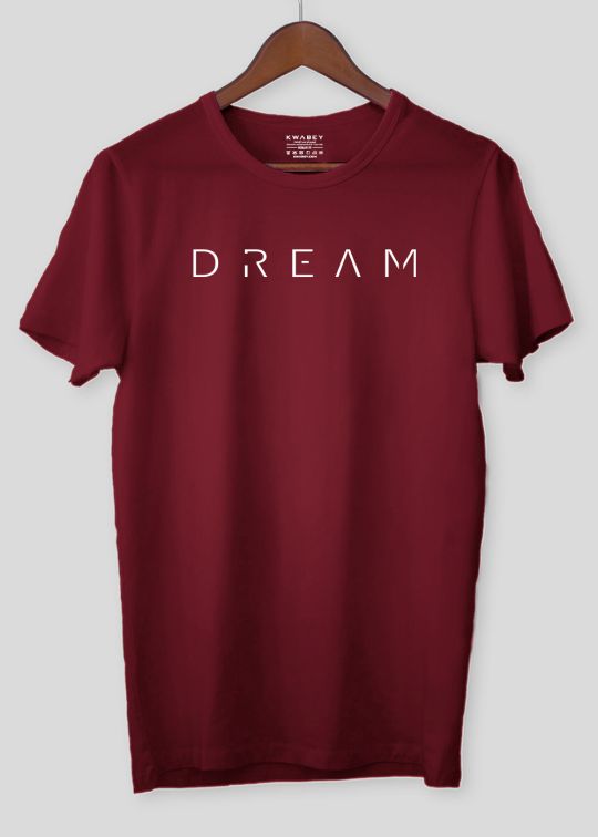 Dream Printed Maroon Half Sleeve T-Shirt For Men