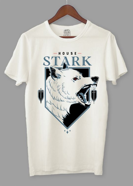 Offical Stark Wolf Game Of Thrones Egg Shell Half Sleeve T-Shirt For Men