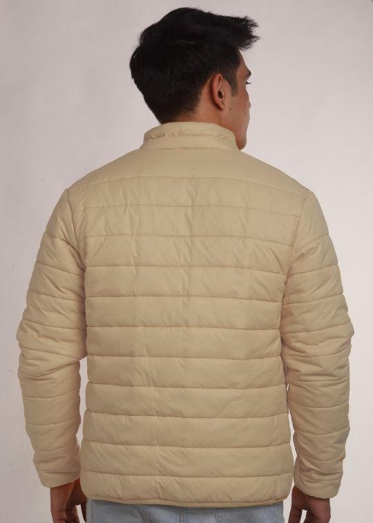 Beige Puffer Jacket For Men