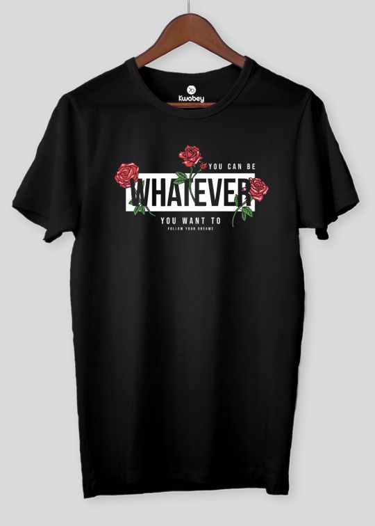 Follow Whatever Black Half Sleeve T-Shirt For Men