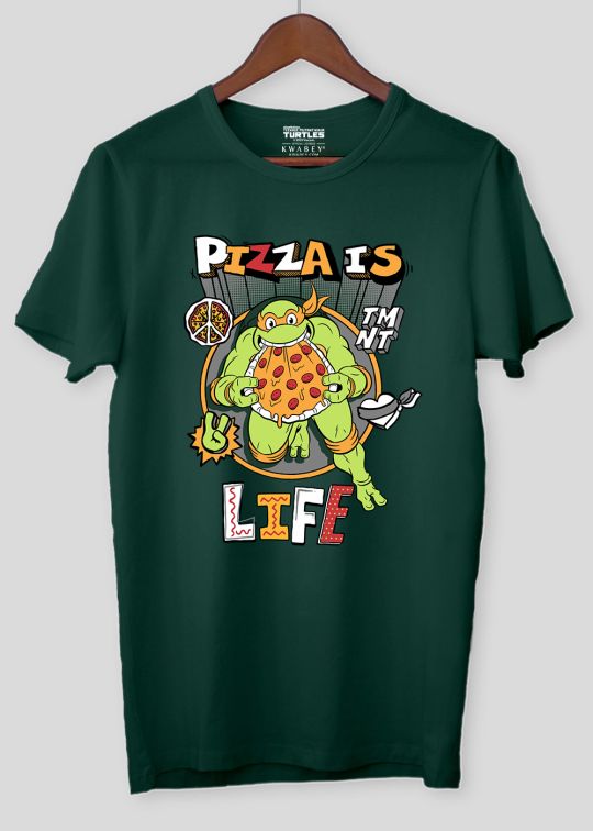 TMNT Pizza Life Bottle Green Half Sleeve T-Shirt For Men