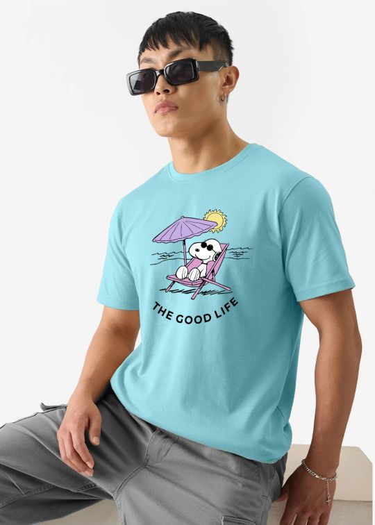The Good Life Snoopy Half Sleeve T-Shirt For Men