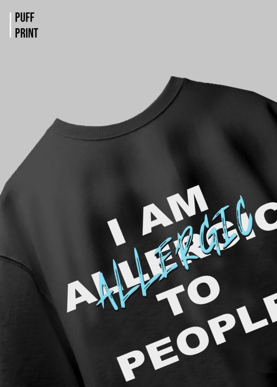 Allergic To People Black Oversized T-shirt For Men