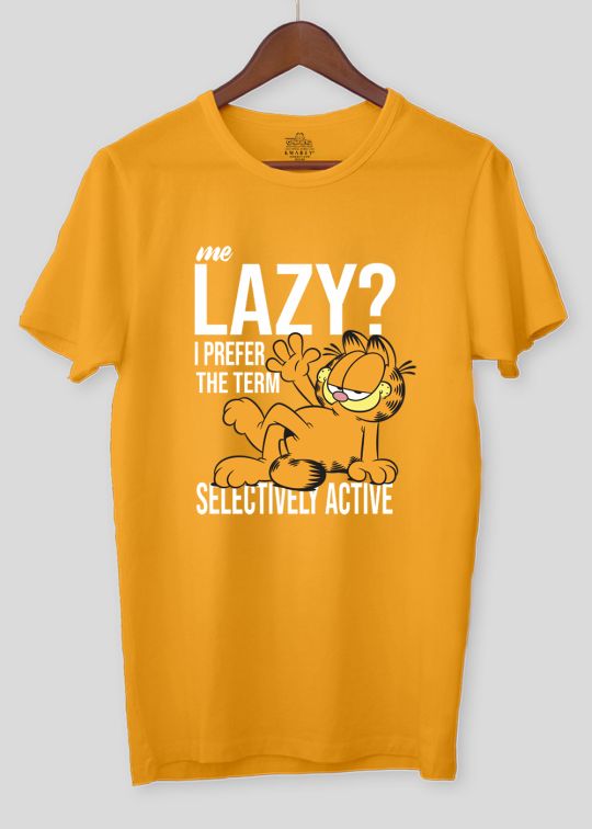 Selectively Active Garfield Mustard Half Sleeve T-Shirt For Men