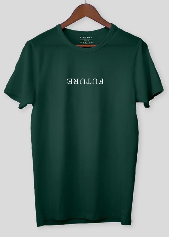 Future Printed Bottle Green Half Sleeve T-Shirt For Men