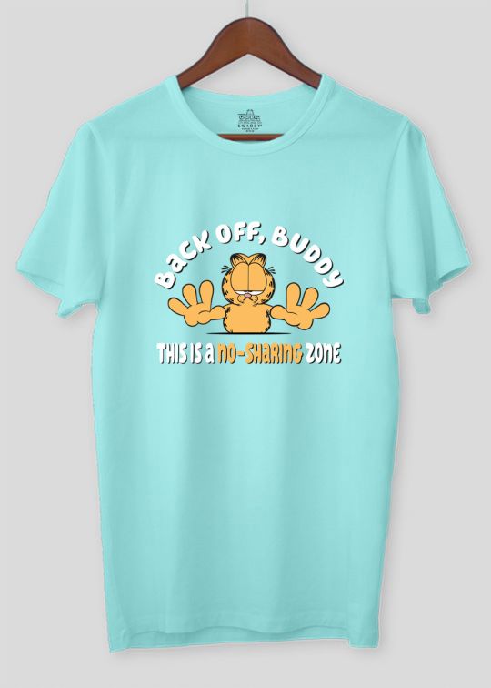 No Sharing Zone Garfield Aqua Half Sleeve T-Shirt For Men