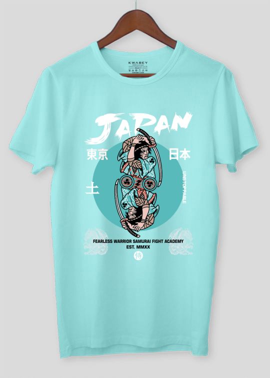 Fearless Warrior Aqua Half Sleeve T-Shirt For Men