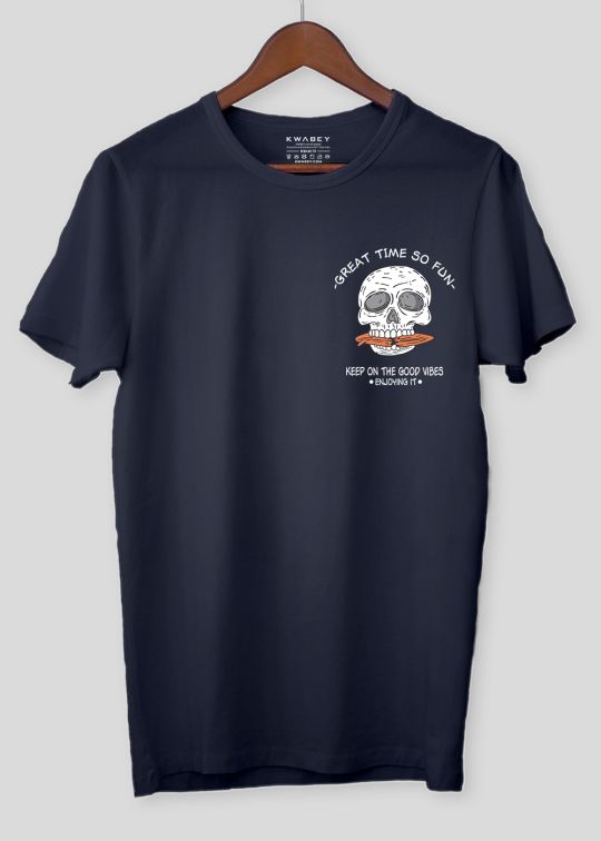 Keep On The Good Vibes Navy Half Sleeve T-Shirt For Men