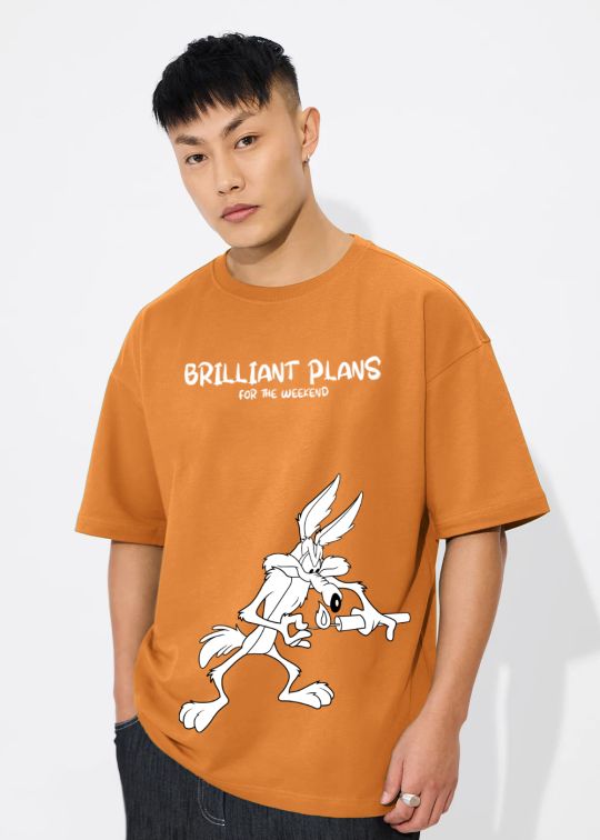 Brilliant Plan - Wile E. Coyote Rust Oversize T-Shirt for Men