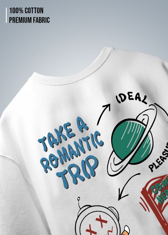 Take a Romantic Trip Premium White Oversize T-Shirt for Men