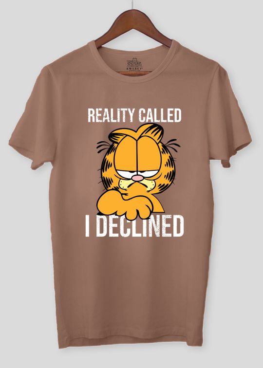 Kwabey x Garfield I Declined Mocha Moose Half Sleeve T-Shirt for Men