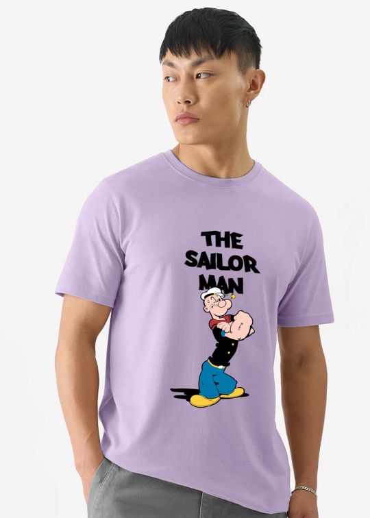 The Sailor Man Popeye Lilac Half Sleeve T-Shirt for Men