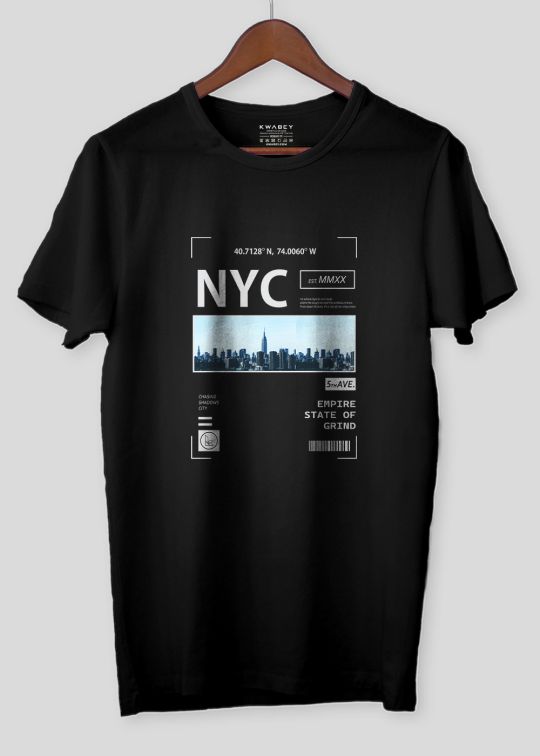 NYC Empire State Black Half Sleeve T-Shirt for Men