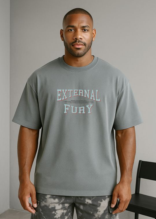 Sword Dragon Premium Ultimate Grey Oversized T-shirt For Men