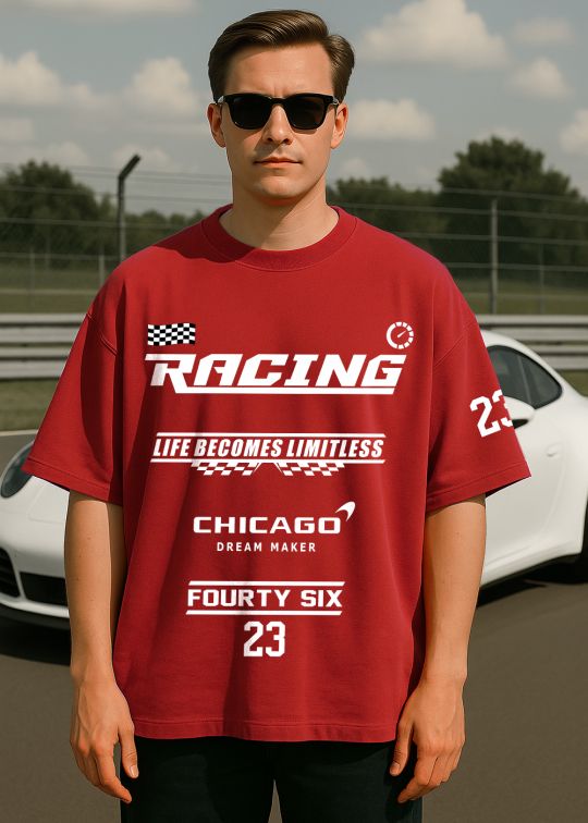Limitless Racing Premium Red Oversized T-shirt For Men