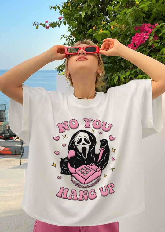 No You Hang Up Premium Egg Shell Oversized T-shirt For Women