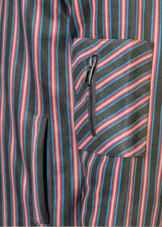 Navy Olive Striped Bomber Jacket For Men