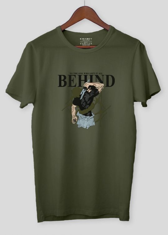 Behind Olive Half Sleeve T-shirt For Men