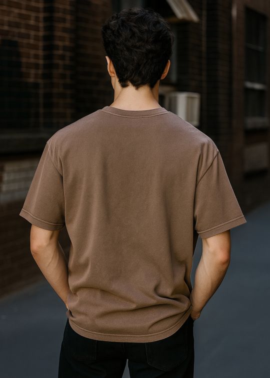 Limitless Brown Overdyed Oversized Men Half Sleeve Tshirt