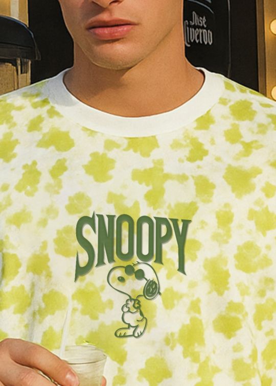Neon Green Snoopy Premium White Oversized T-shirt For Men