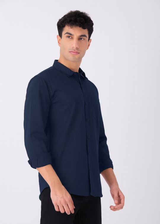 Men's Classic Navy Cotton Casual Shirt