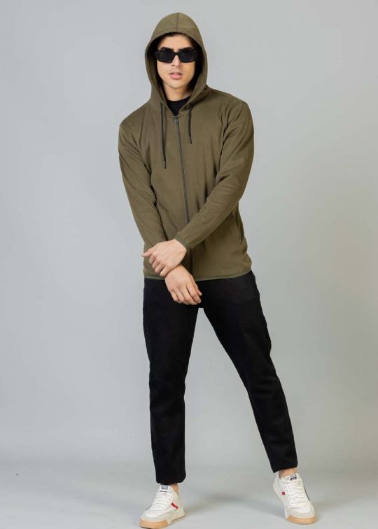 All Season Olive Green Hoodie Sweatshirt For Men
