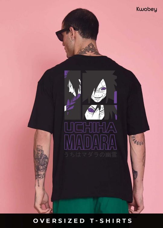 Uchiha Madara Poster Black Oversized T-Shirt For Men