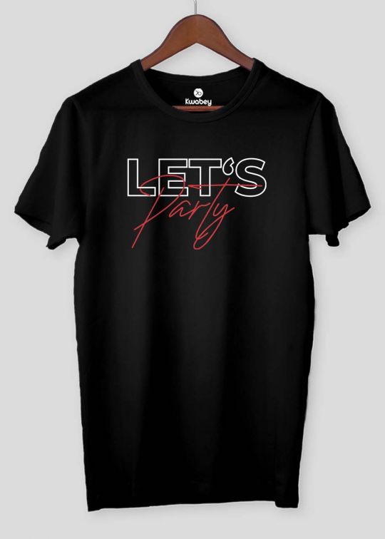 Lets Party Black Half Sleeve t-shirt For Men