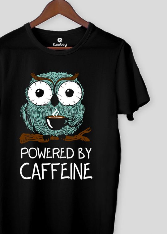 Powered By Caffeine Black Half Sleeve T-shirt For Men