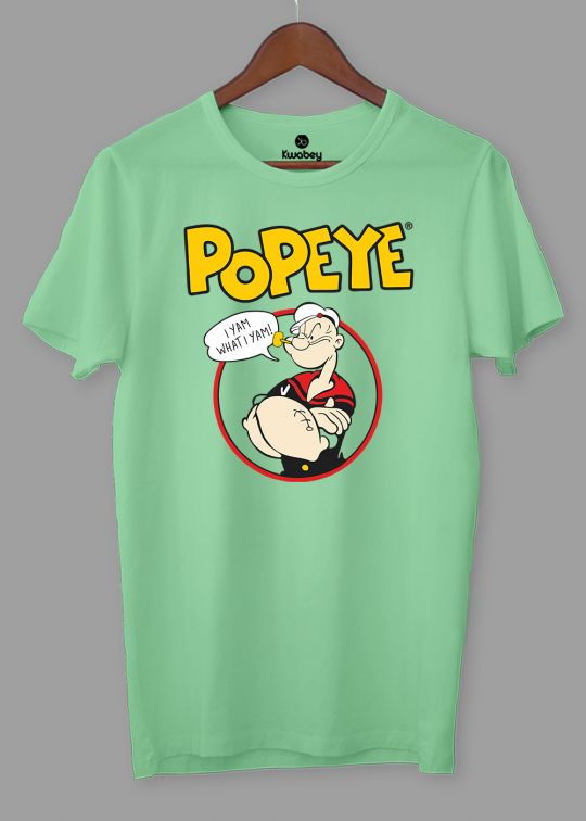 Popeye Mint Green Half Sleeve T-shirt For Men