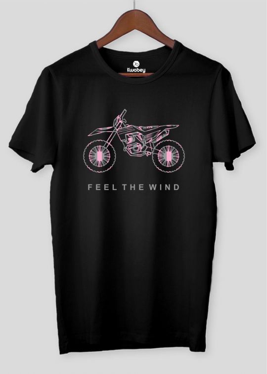 Feel The Wind Black Half Sleeve T-shirt For Men