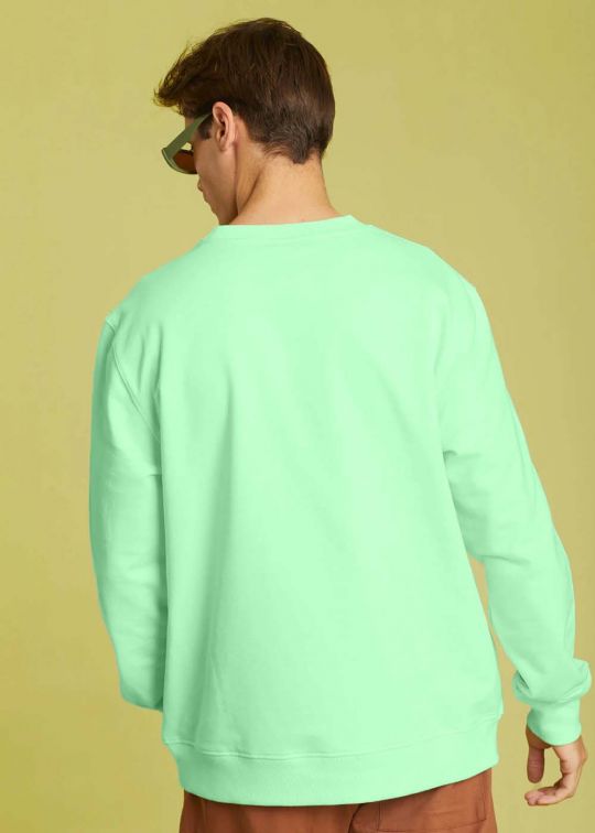 Basic Crew Neck Jade Oversized Sweatshirt For Men