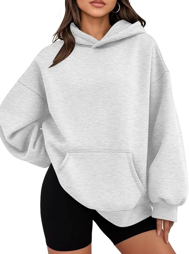 Light grey marl Plain Regular Hoodie For Girl