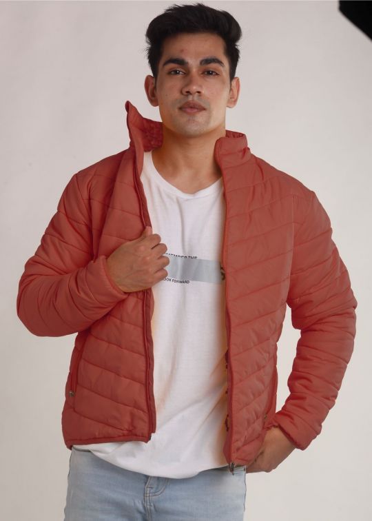 Rust Puffer Jacket For Men