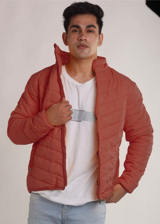 Rust Puffer Jacket For Men