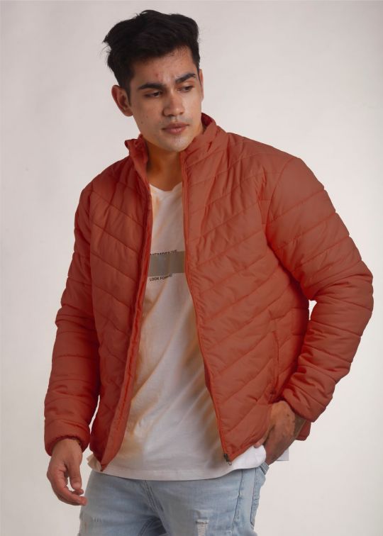 Rust Puffer Jacket For Men