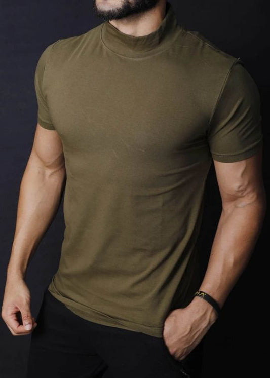 High Neck Military Half Sleeve T-Shirt For Men
