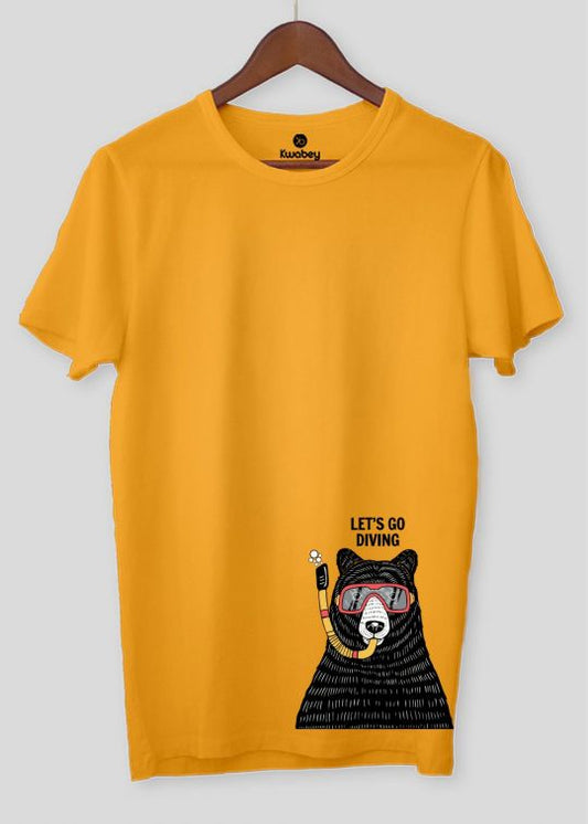 Dive Bear Mustard Half Sleeve T-shirt For Men