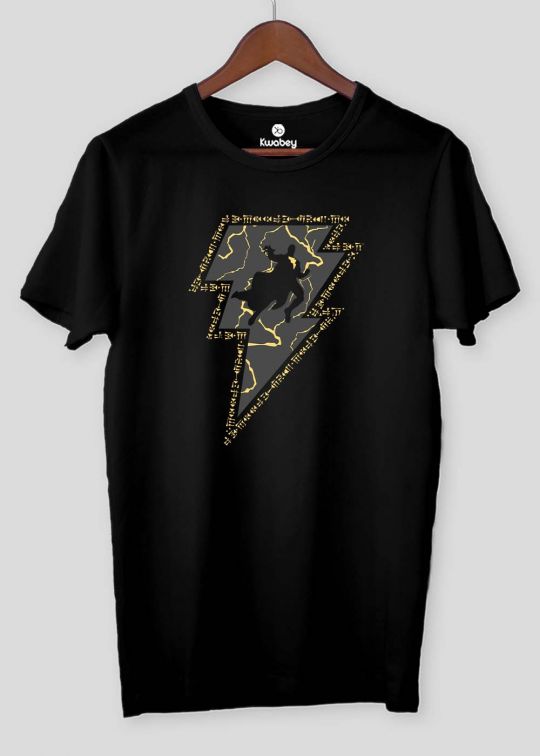 Black Adam Signature Black Half Sleeve T-shirt For Men