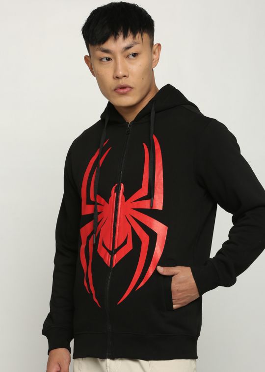 Spiderman Web Black Hoodie Sweatshirt For Men