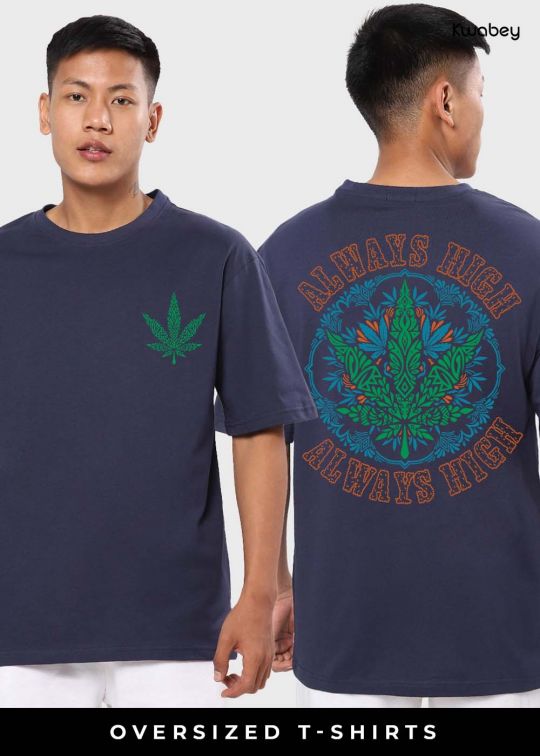 Always High Navy Oversized T-shirt For Men