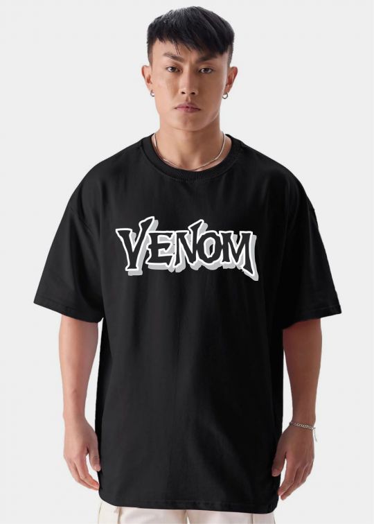 World Of Webs Venom Black Oversized T-shirt For Men