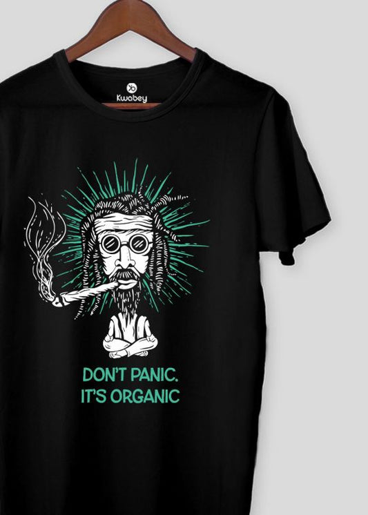 Dont Panic Black Half Sleeve T-shirt For Men