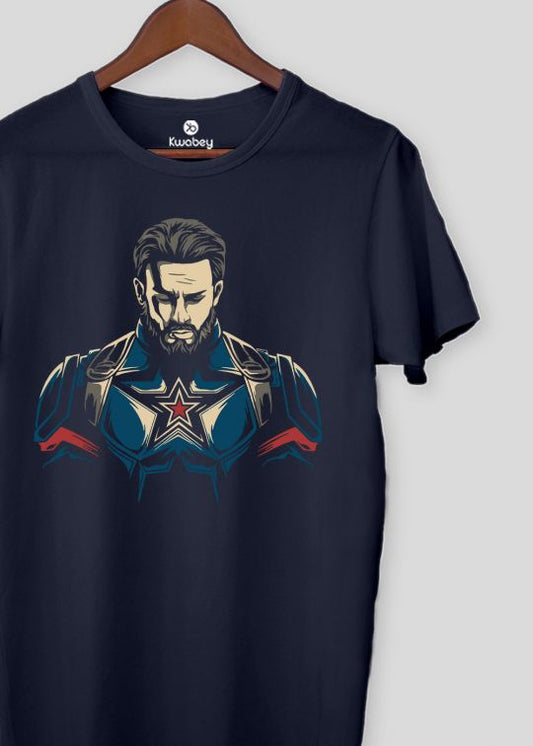 Captain America Navy Half Sleeve T-shirt For Men