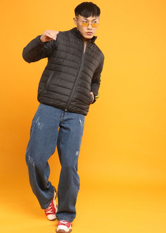 Black Designer Puffer Jacket For Men
