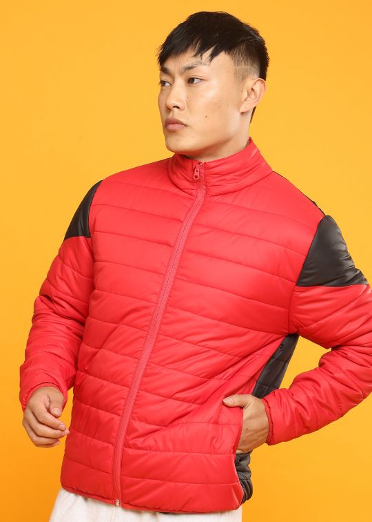 Red Black Designer Puffer Jacket For Men