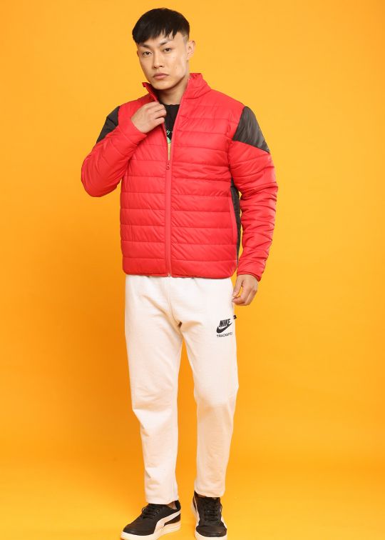 Red Black Designer Puffer Jacket For Men