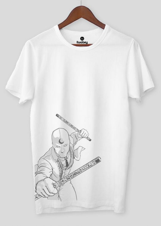 Moon Fist White Half Sleeve T-shirt For Men