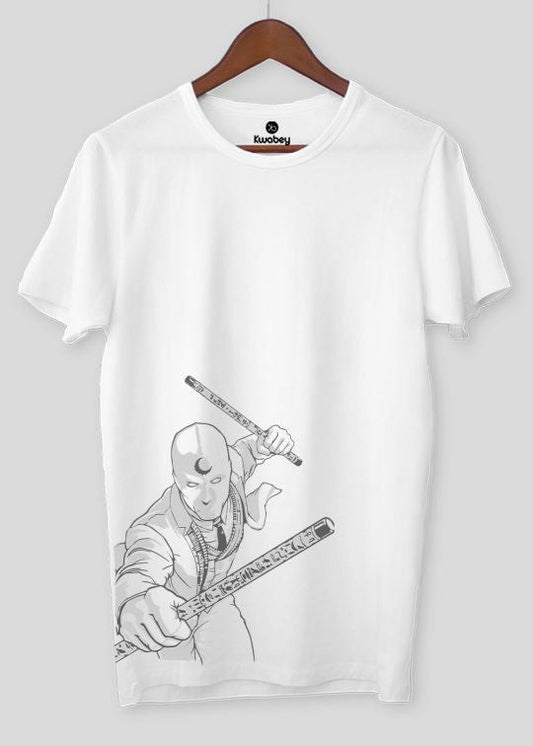 Moon Fist White Half Sleeve T-shirt For Men
